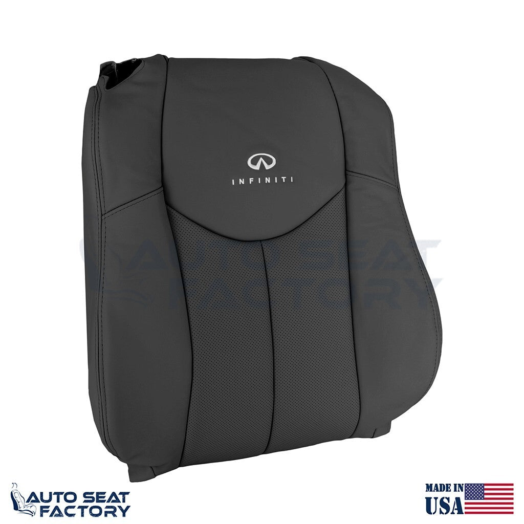 2009 - 2013 Fits Infiniti G37 Coupe Front RIGHT Black Vinyl Seat Covers, Perf. - OEM-Style Replacement Seat Cover