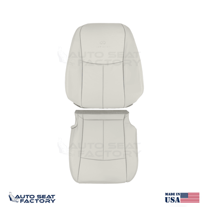 2014 - 2020 Fits Infiniti Q50 LEFT Top & Bottom Gray Leather SOLID Seat Covers - OEM-Style Replacement Seat Cover