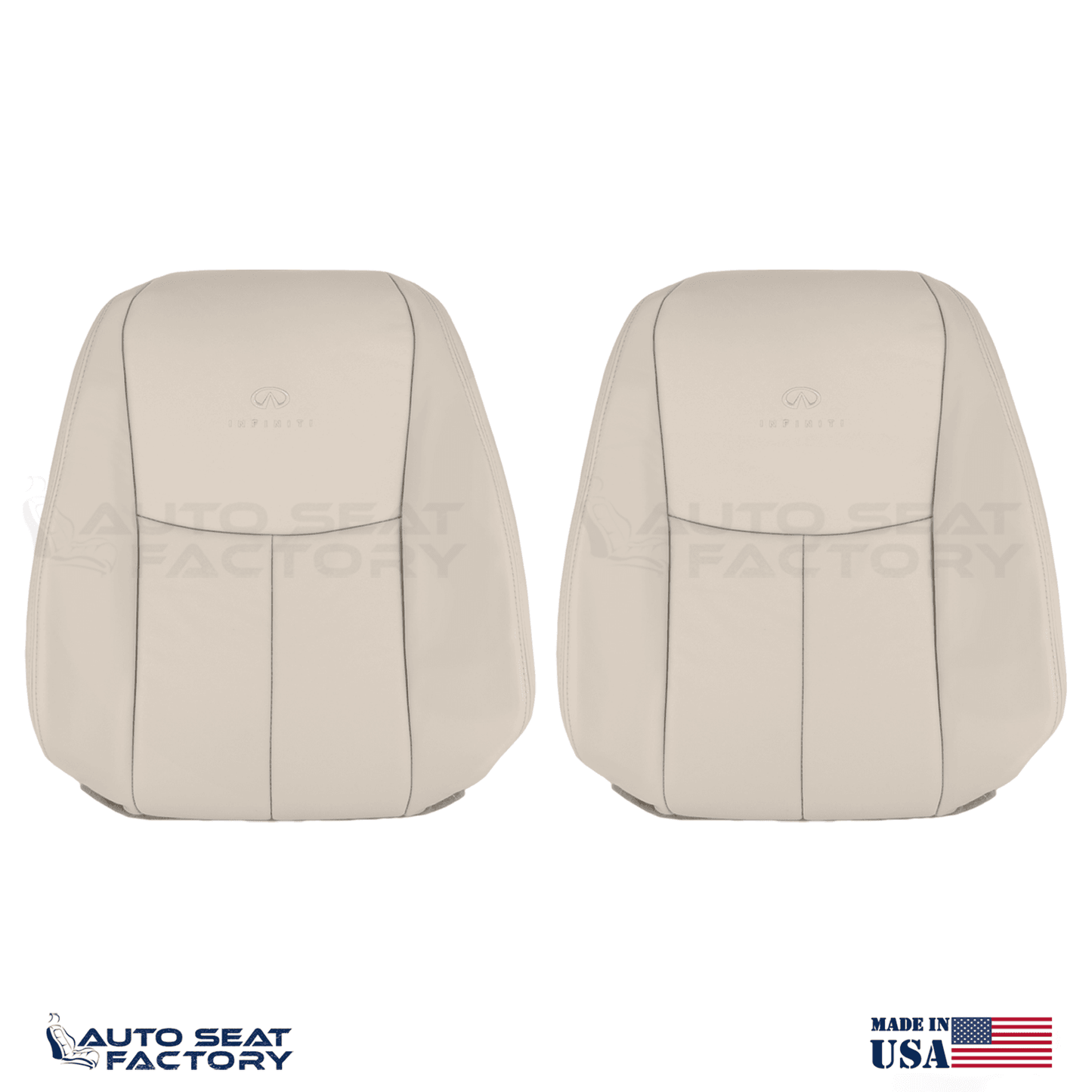 2014 -2020 Fits Infiniti Q50 LEFT & RIGHT Top Wheat Vinyl SOLID Seat Covers 2PCS - OEM-Style Replacement Seat Cover