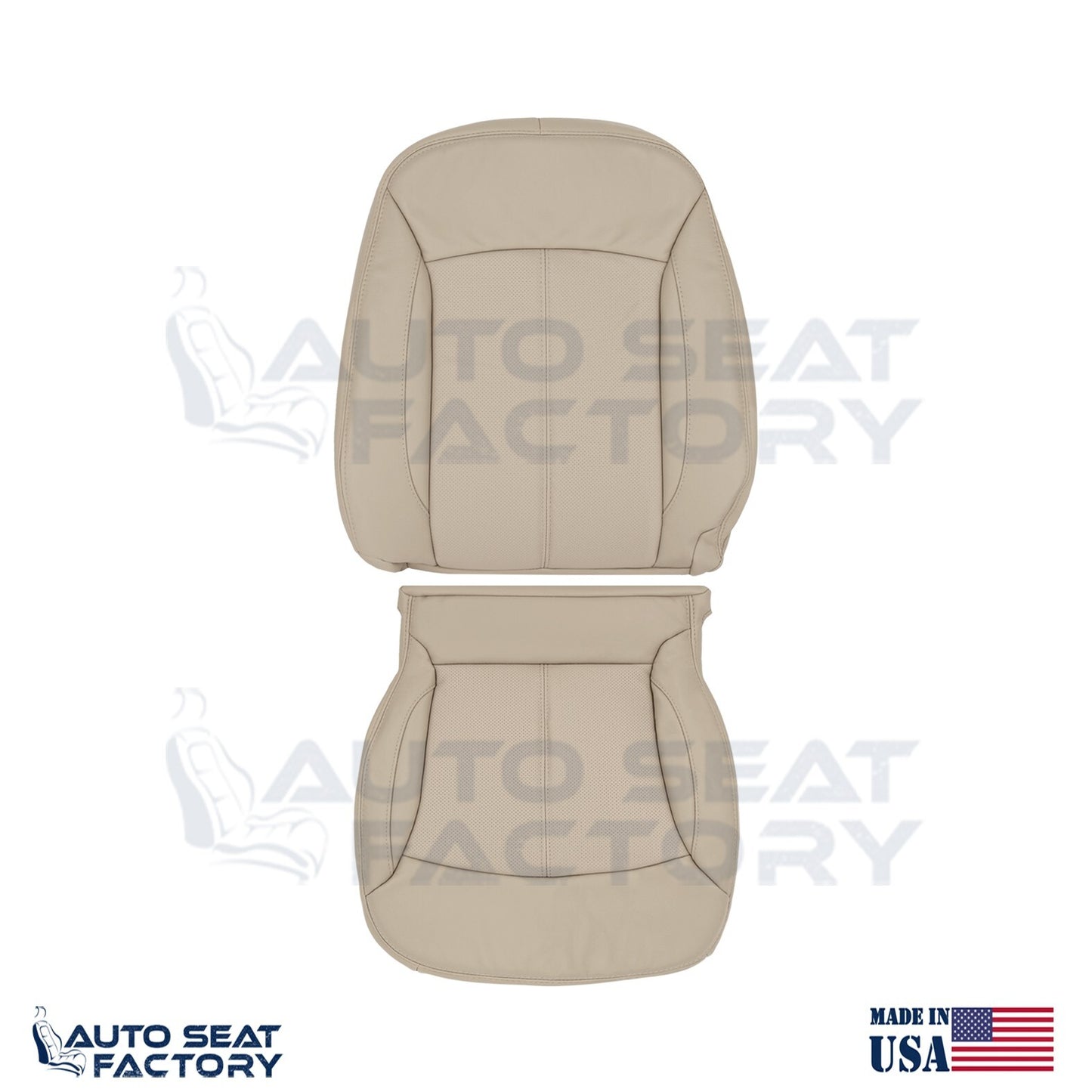 Fits 2010 - 2013 Buick LaCrosse Driver Top & Bottom Tan Vinyl Seat Covers, Perf. - OEM-Style Replacement Seat Cover