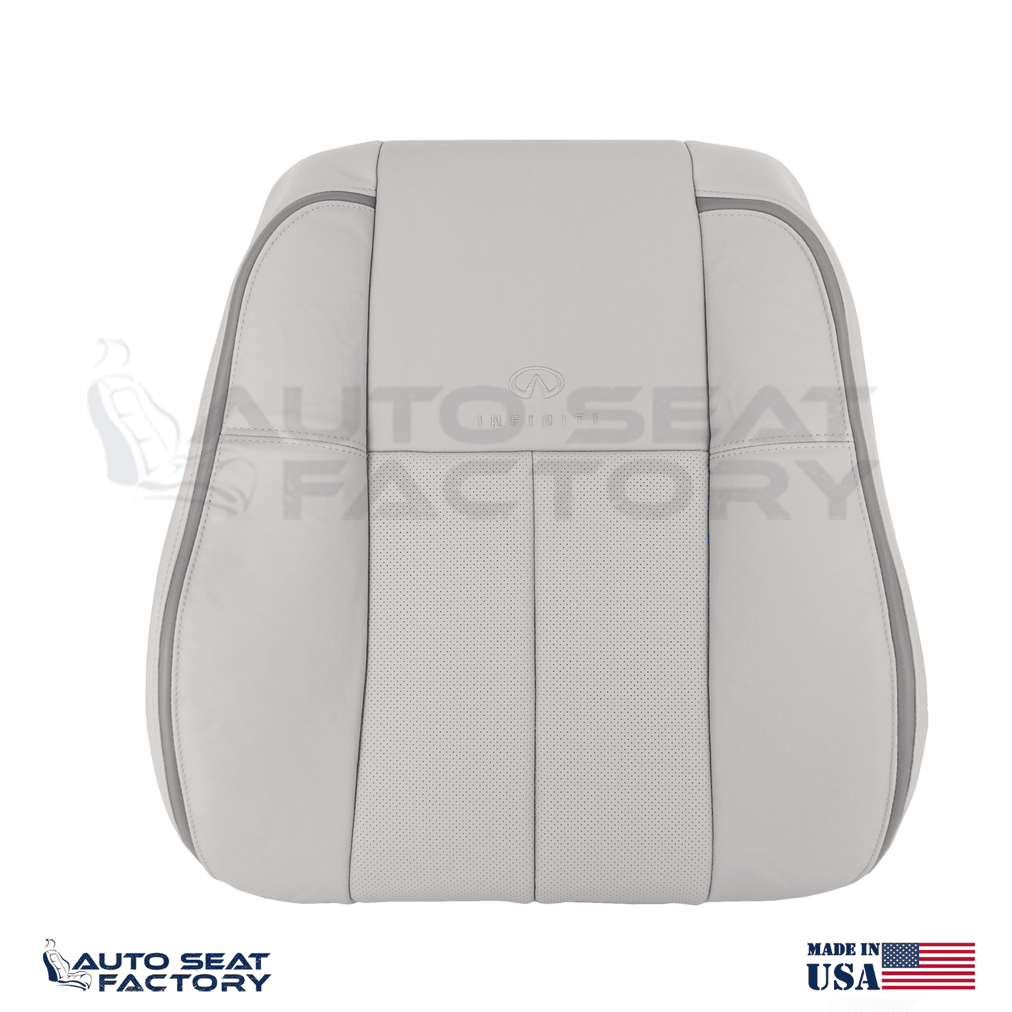 Fits 2006 2007 2009 Infiniti M45 M35 Driver Top Gray Leather Seat Cover, Perf. - OEM-Style Replacement Seat Cover