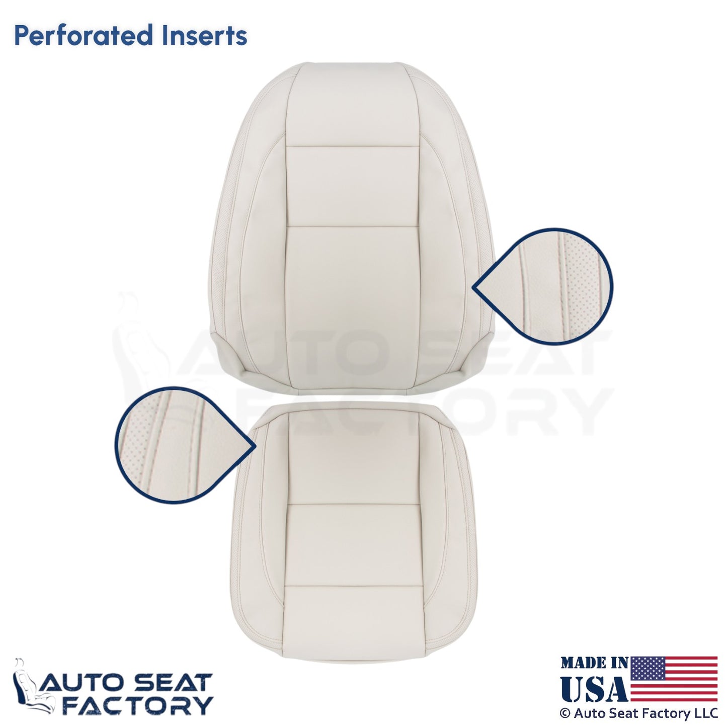 2008-2013 Fits Volvo C70 Leather Perf. Front Driver Seat Covers Calcite Cream - OEM-Style Replacement Seat Cover