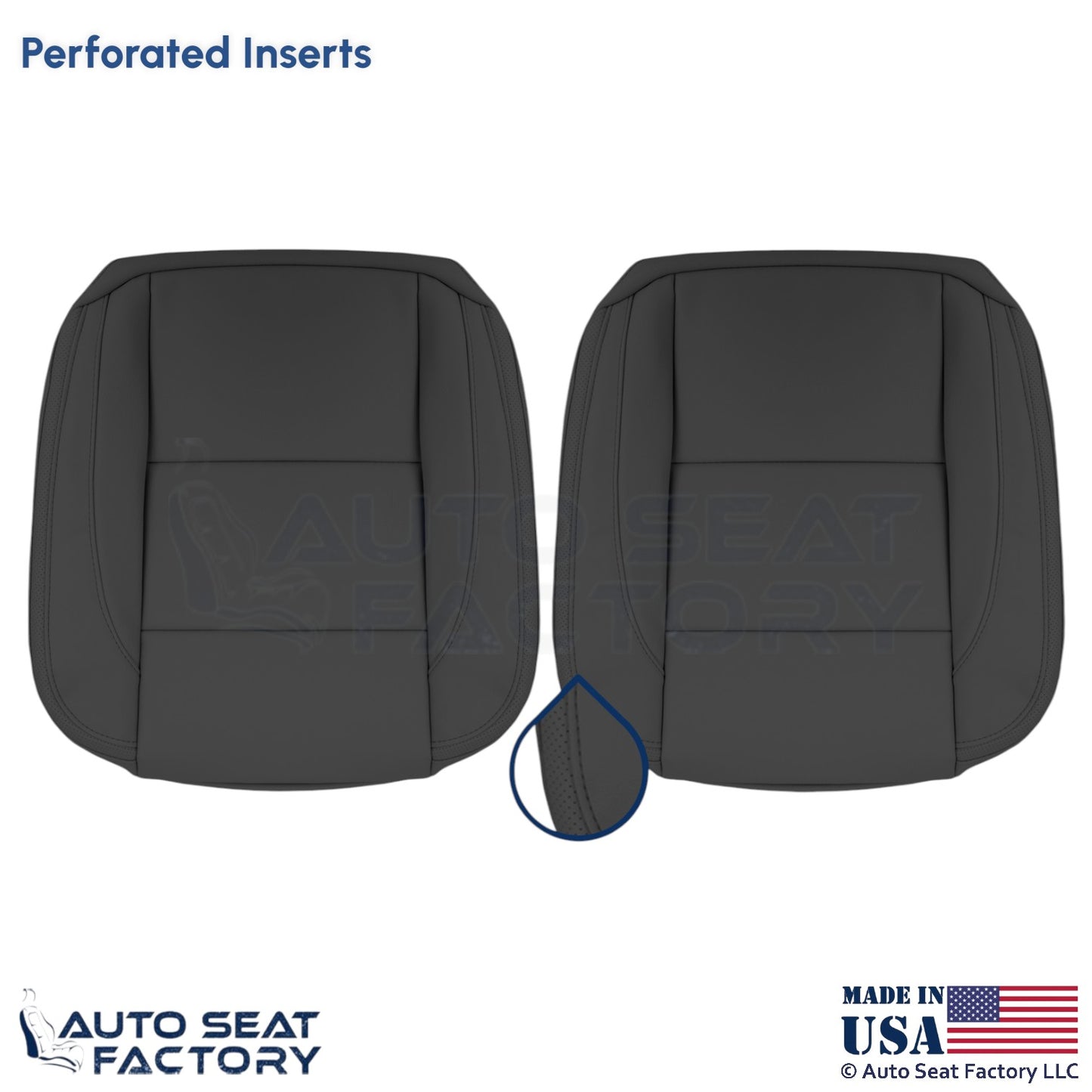 2008-2013 Fits Volvo C70 Leather Perforated Front Bottom Seat Covers Offblack - OEM-Style Replacement Seat Cover