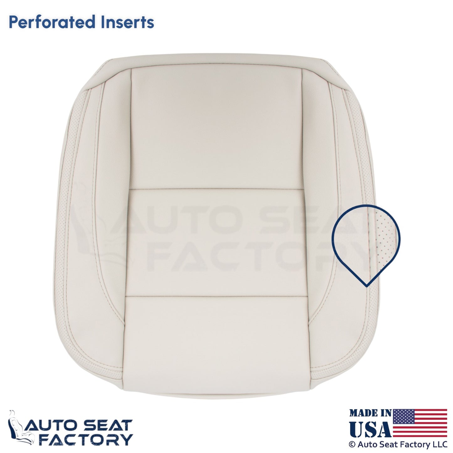 2008-2013 Fits Volvo C70 Leather Perf. Front Driver Bottom Cover Calcite Cream - OEM-Style Replacement Seat Cover