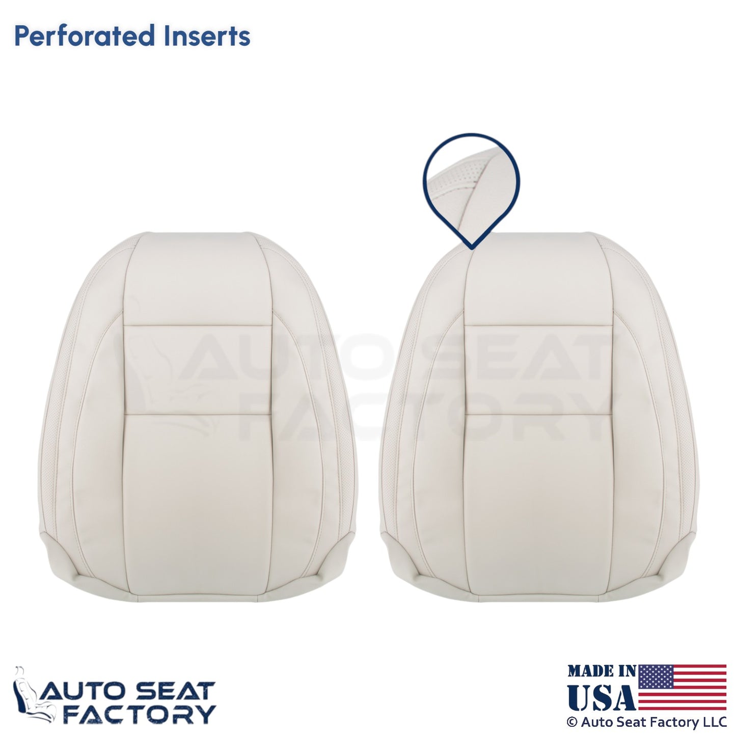 2008-2013 Fits Volvo C70  Leather Perforated Front Top Seat Covers Calcite Cream - OEM-Style Replacement Seat Cover