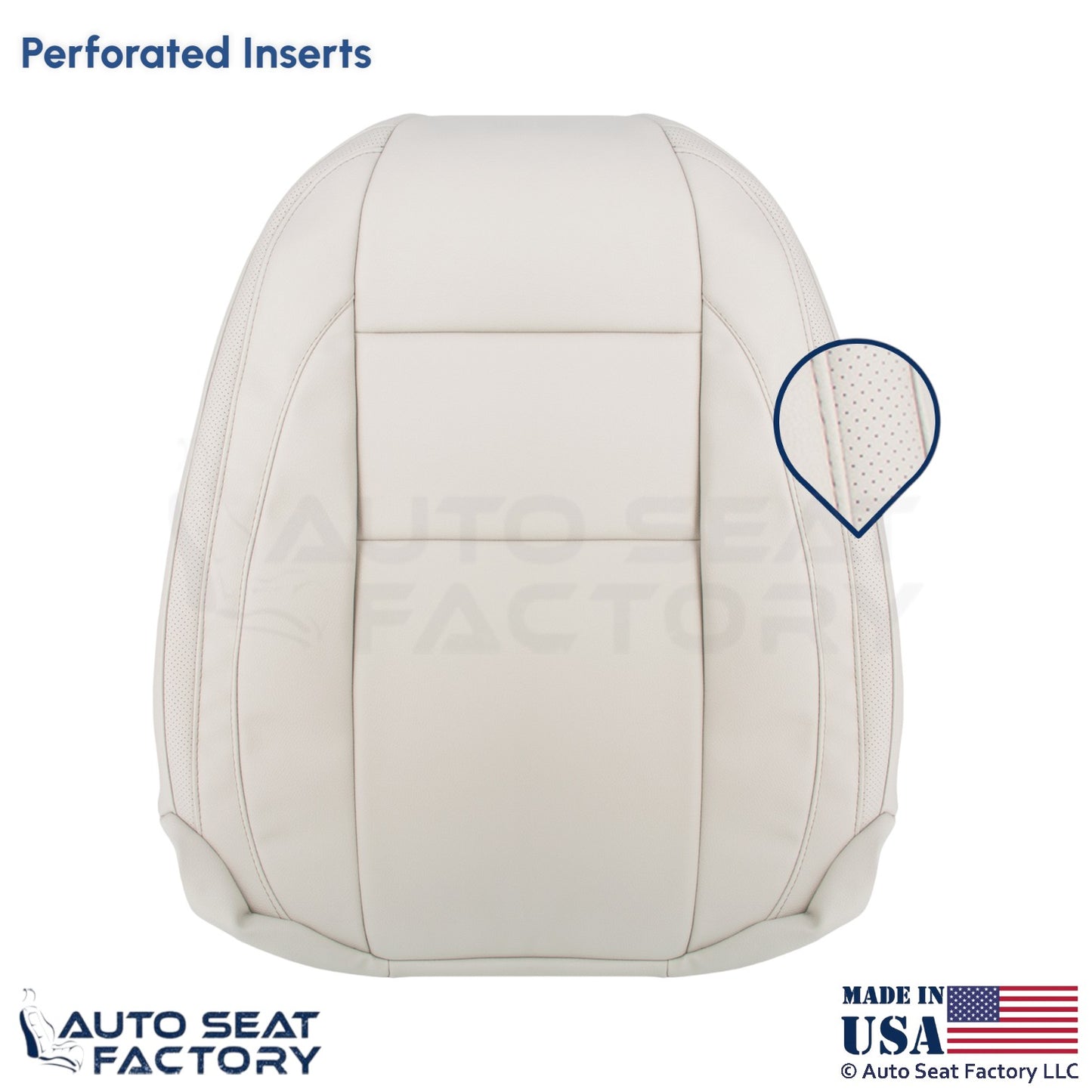 2008-2013 Fits Volvo C70 Leather Perforated Front Driver Top Cover Calcite Cream - OEM-Style Replacement Seat Cover