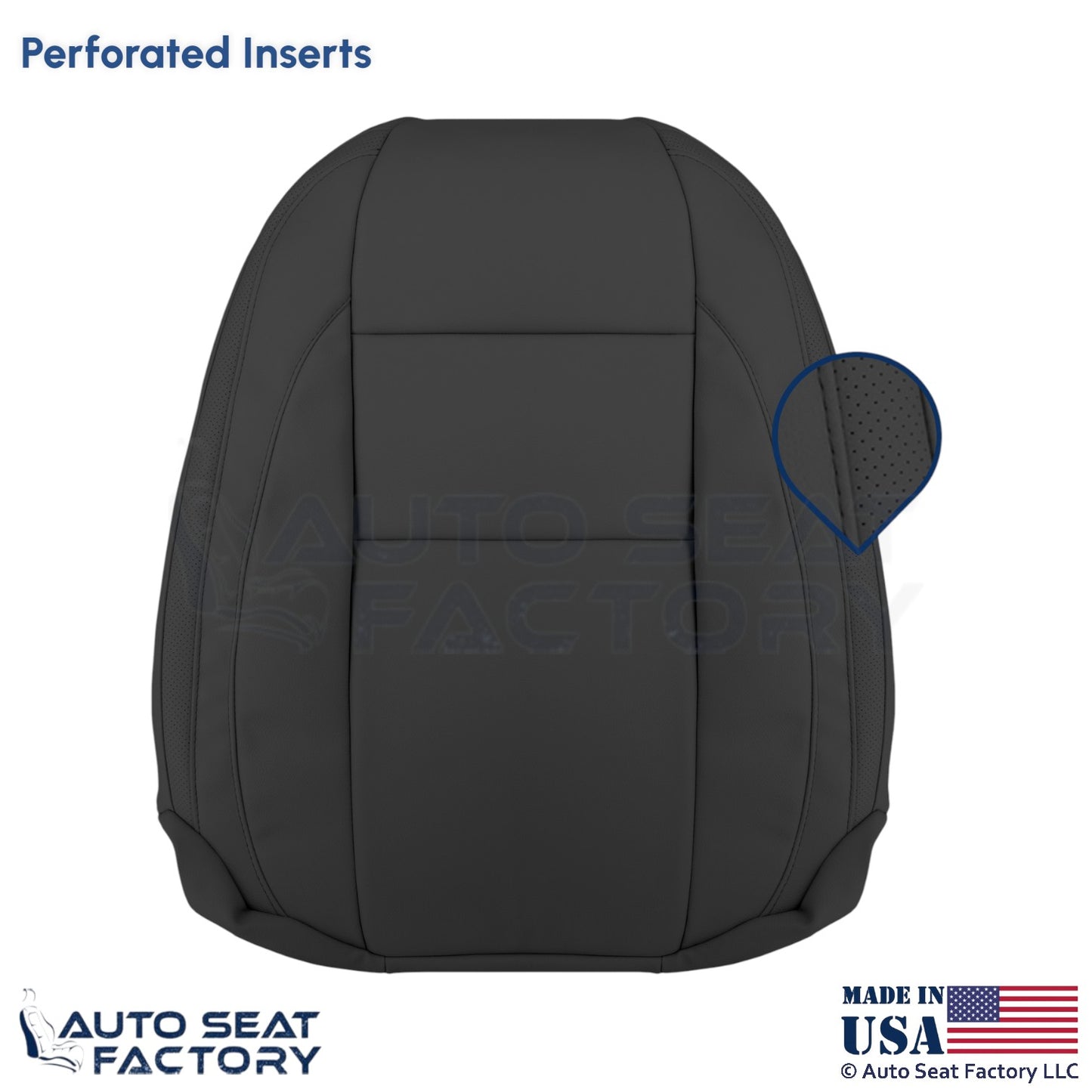 2008-2013 Fits Volvo C70 Leather Perforated Front Driver Top Seat Cover Offblack - OEM-Style Replacement Seat Cover